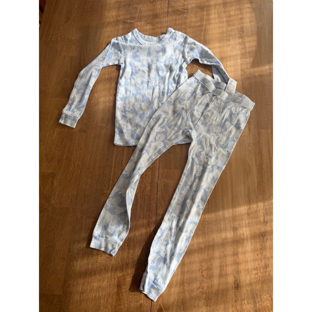 Baby Gap Kids Blue White Ghost Print Organic Cotton Pajama Set Size 6 Years